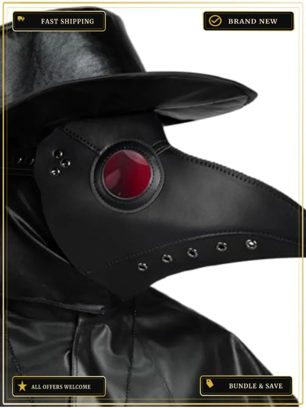 Kids Plague Doctor Costume 10-in-1 Halloween Set Robe Mask Cosplay
